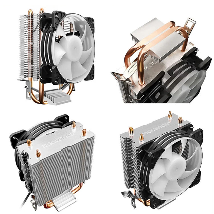 COOLMOON Frost Double Copper Tube CPU Fan Desktop PC Illuminated Silent AMD Air-Cooled Cooler, Style: P2 Magic Moon Edition Single Fan - Fan Cooling by COOLMOON | Online Shopping UK | buy2fix