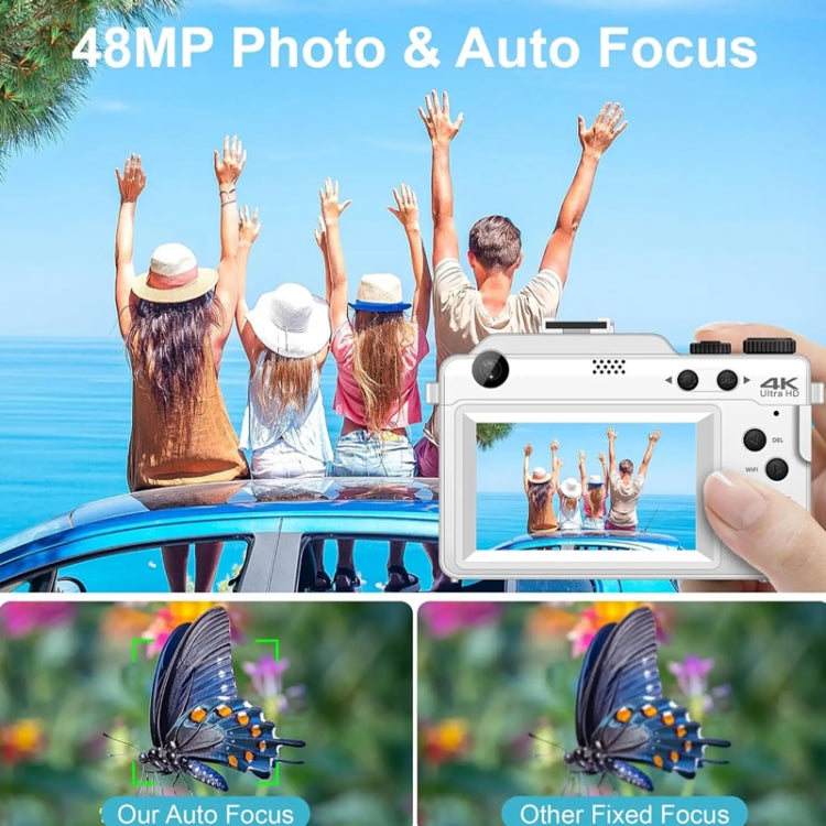 3-Inch Display Digital Camera Dual Front And Rear Cameras 48MP, 18x Digital Zoom 4K HD Camcorder(White) - Video Cameras by buy2fix | Online Shopping UK | buy2fix