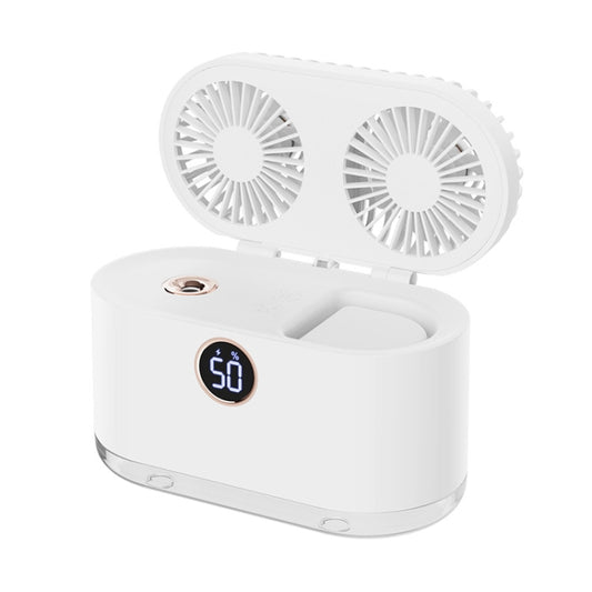 WT-818 Dual-leaf Spray Smart Digital Display Desktop Fan Night Light Humidification Cooler(White) - Electric Fans by buy2fix | Online Shopping UK | buy2fix