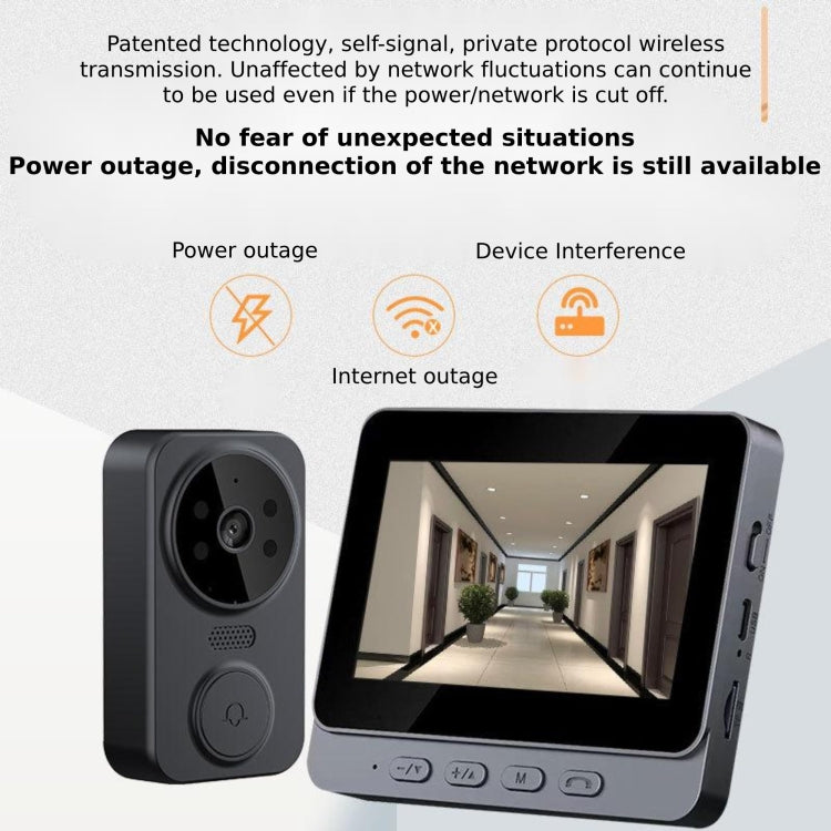 Wireless 2.4G Visual Intercom Doorbell 4.3 inch IPS Screen with Camera Monitor Night Vision - Video DoorBell by buy2fix | Online Shopping UK | buy2fix