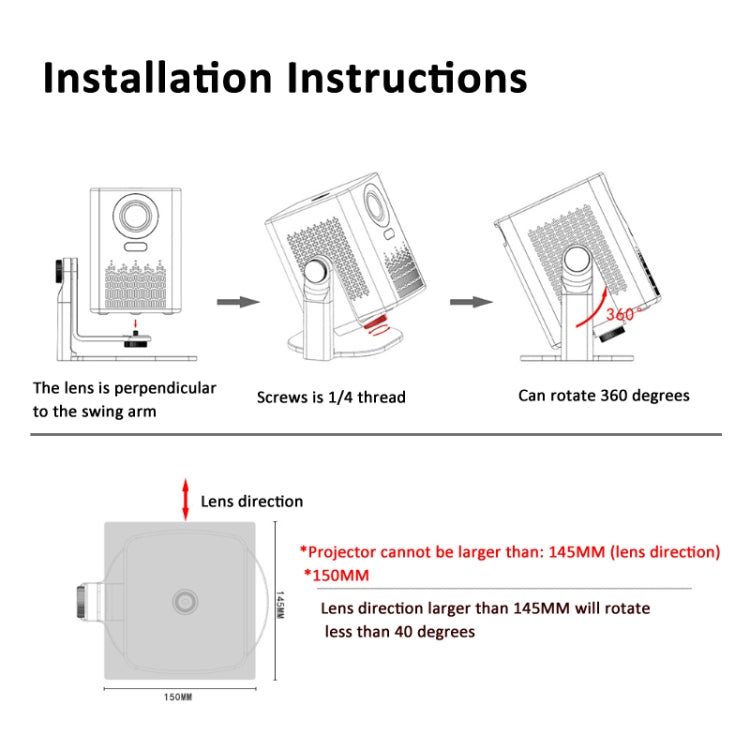 Projector 360 Degree Rotating Bracket Projection Flip Stand(Black) - Other by buy2fix | Online Shopping UK | buy2fix