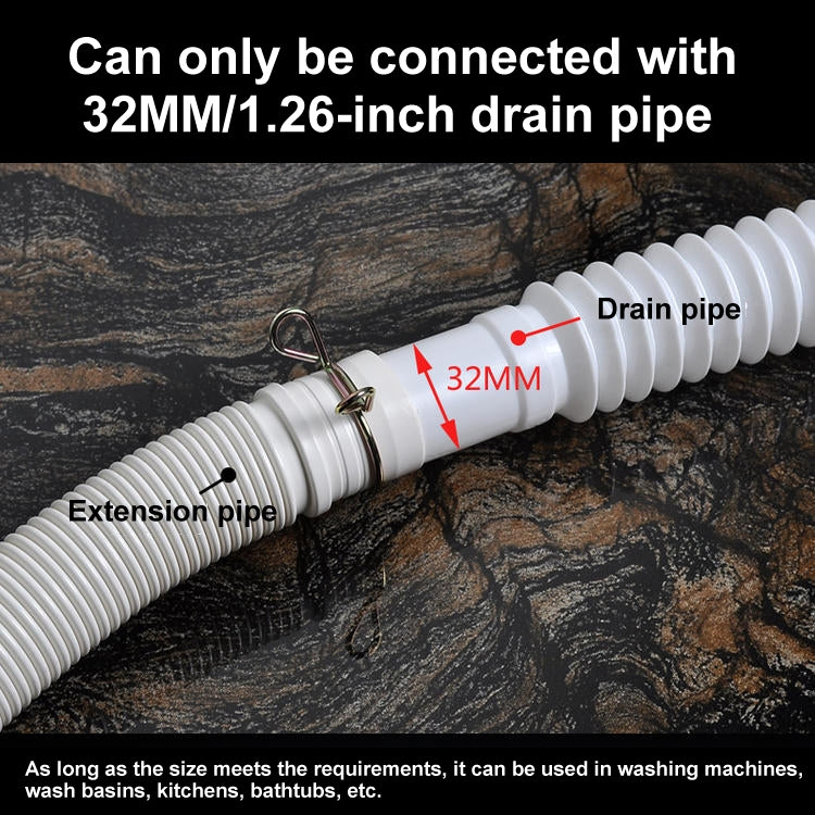 2m Diameter 32mm Extended Drain Hose for Washing Machine / Kitchen Basin / Bathtub - Washing Machines & Accessories by buy2fix | Online Shopping UK | buy2fix