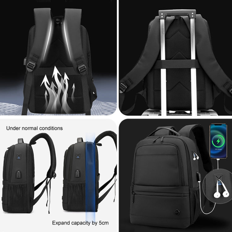 WEPOWER Men Expanded Casual Double Shoulder Bag Multifunctional USB Charging Backpack(Black) - Double-shoulder Bags by WEPOWER | Online Shopping UK | buy2fix