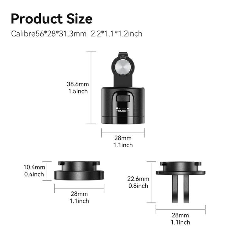 TELESIN CQM-001 Universal Magnetic Quick Release Adapter Kit For Sports Cameras(Black) -  by TELESIN | Online Shopping UK | buy2fix