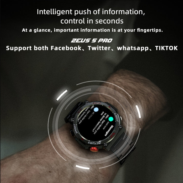 LOKMAT ZEUS 5 PRO 1.46 Inch 5ATM Waterproof Flashlight Bluetooth Call Smart Watch(Black) - Smart Watches by LOKMAT | Online Shopping UK | buy2fix