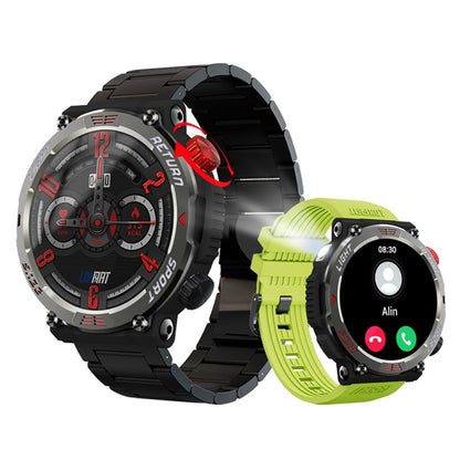 LOKMAT ZEUS 5 PRO 1.46 Inch 5ATM Waterproof Flashlight Bluetooth Call Smart Watch(Red) - Smart Watches by LOKMAT | Online Shopping UK | buy2fix