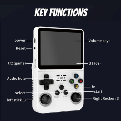 R36S Retro Handheld Game Console Linux System 3.5-Inch IPS Screen Portable Video Player 64G Gray Transparent - Pocket Console by buy2fix | Online Shopping UK | buy2fix