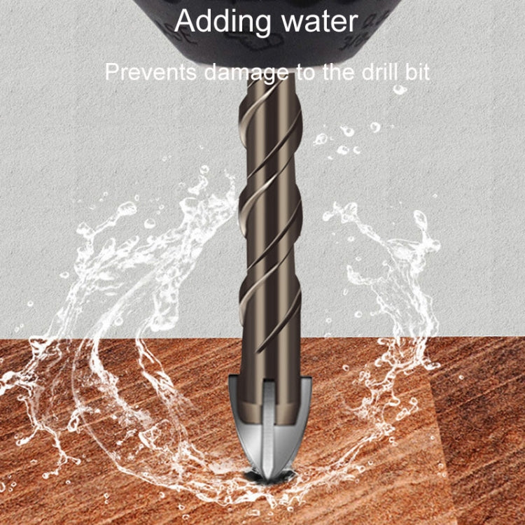 10mm Hexagonal Shank Spiral Flute Cross Alloy Drill Bits Glass Tile Four Edge Drivers - Drill & Drill Bits by buy2fix | Online Shopping UK | buy2fix