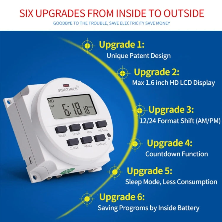 SINOTIMER TM618N-1 110V 7 Days Weekly Programmable Digital Electronic Timer Switch - Switch by SINOTIMER | Online Shopping UK | buy2fix