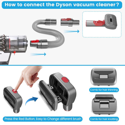 For Dyson V7 V8 V10 V11 V15 Pet 3 In 1 Grooming Suction Head Set With Hose - For Dyson Accessories by buy2fix | Online Shopping UK | buy2fix