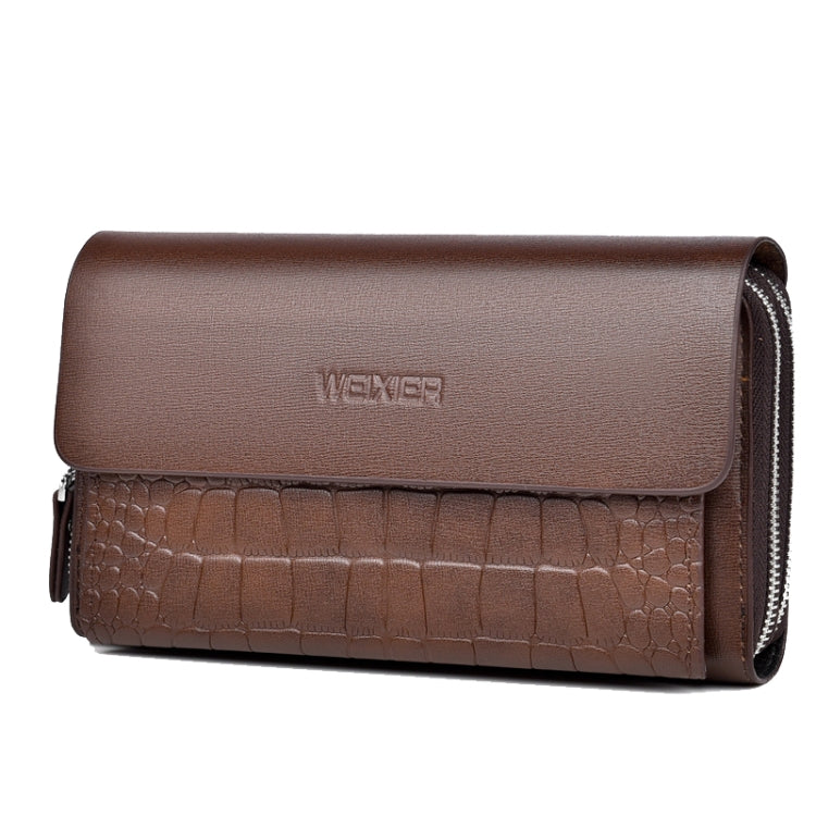 WEIXIER W129 Men Magnetic Buckle Anti-Theft Clutch Bag Large Capacity Multi-Card Wallet(Brown) - Wallets by WEIXIER | Online Shopping UK | buy2fix