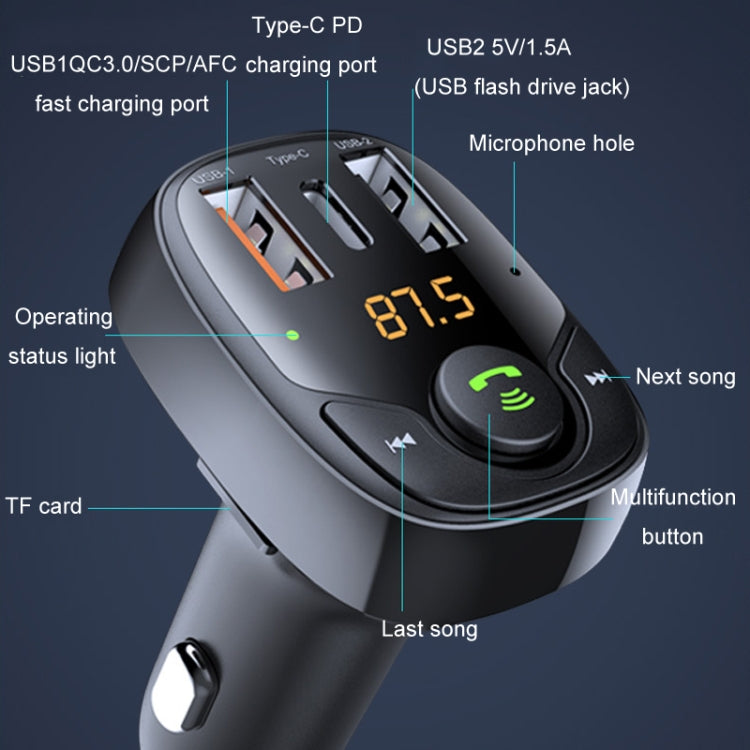 36W Car Bluetooth MP3 Player FM Transmitter Multifunctional Car Charger, Model: S-15PD - Bluetooth Car Kits by buy2fix | Online Shopping UK | buy2fix