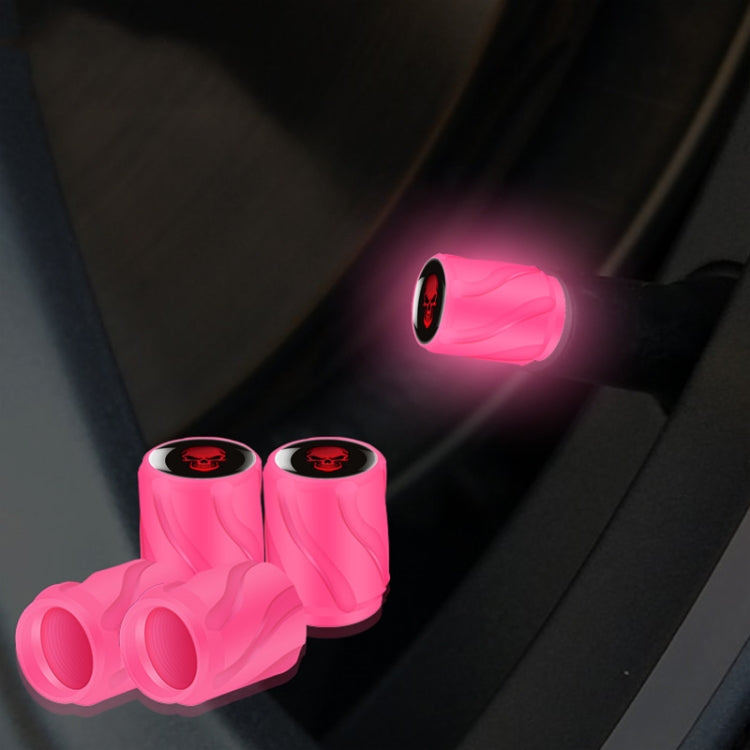 4pcs /Set Luminous Car Motorcycle Tire Modified Valve Cap, Color: Pink Red Skull - Tire Valve Caps by buy2fix | Online Shopping UK | buy2fix