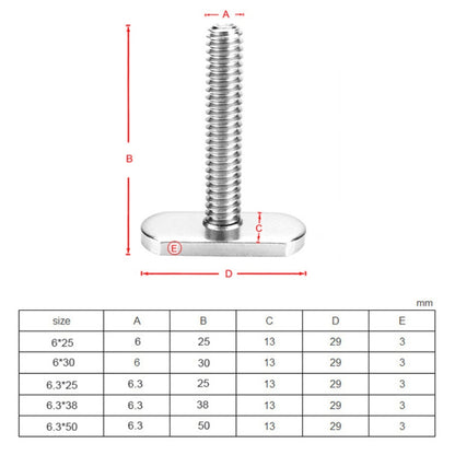 Canoe Paddle Fishing Rod Holder Rail Bracket Kayak Accessories, Specification: 6x25mm T-bolt - Marine Accessories & Parts by buy2fix | Online Shopping UK | buy2fix