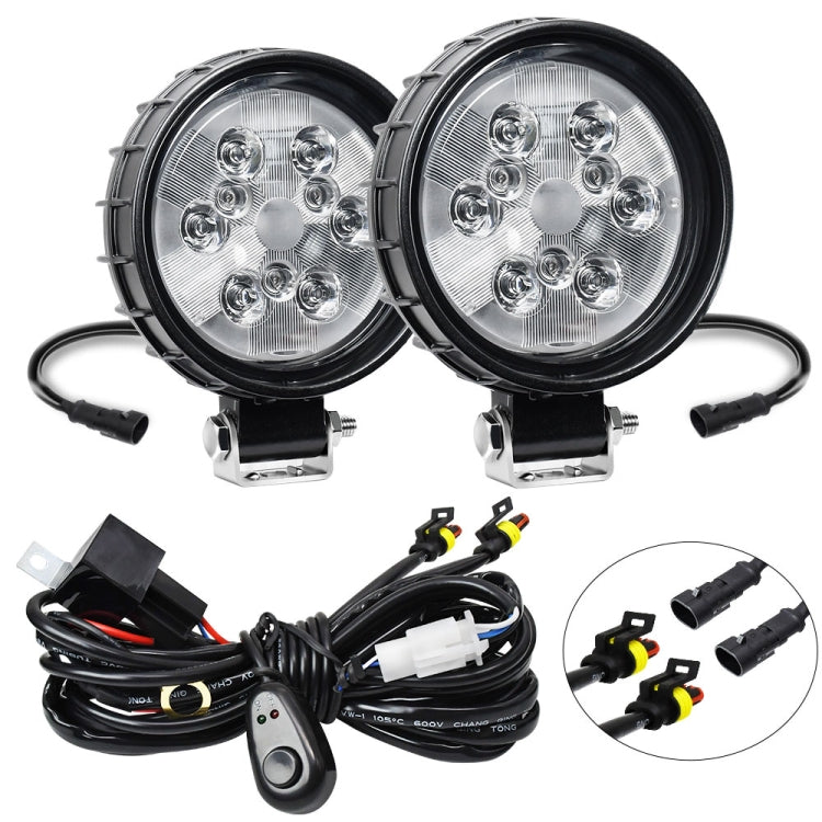 12W 9-30V Car Mixed Light Work Light With Wire Set(Round) - Work Lights by buy2fix | Online Shopping UK | buy2fix