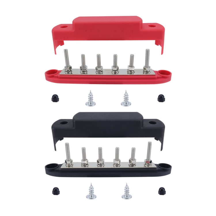 M6 RV Yacht High Current 6-column 250A Base Busbar, Color: Red + Black - Fuse by buy2fix | Online Shopping UK | buy2fix