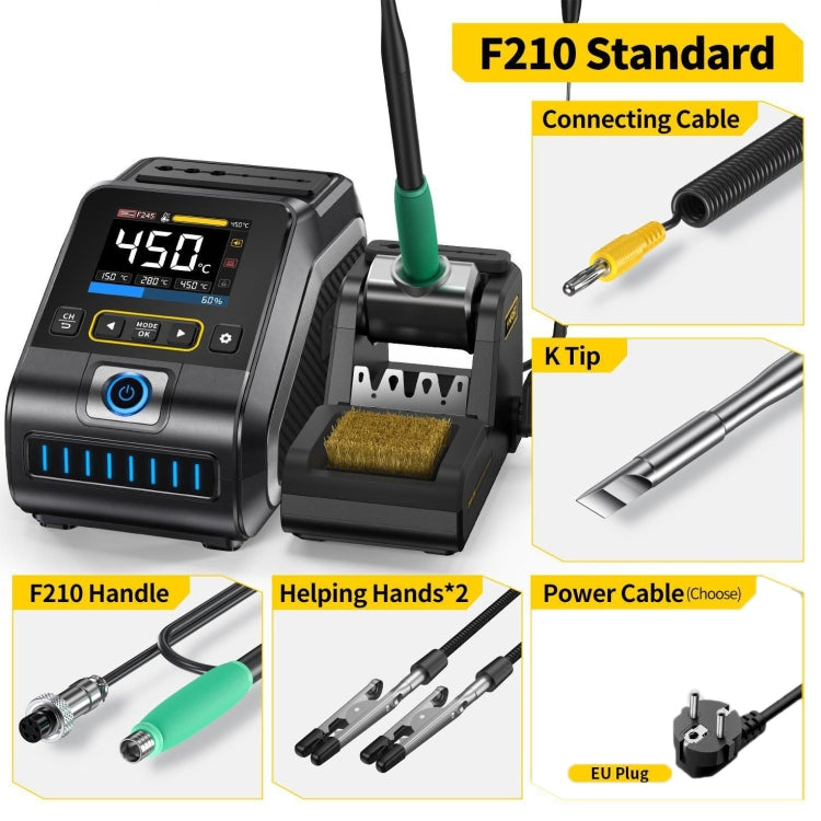 FNIRSI 200W Intelligent Constant Temperature Electric Soldering Iron Station, Set: EU Plug F210 K Head - Electric Soldering Iron by FNIRSI | Online Shopping UK | buy2fix