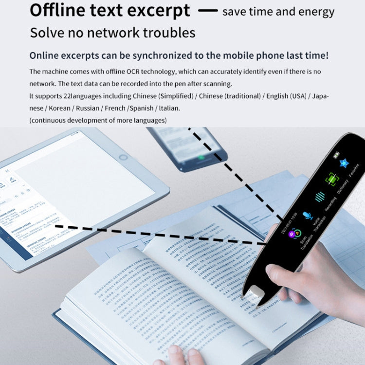 International Version Multi-language Scanning Offline Intelligent Simultaneous Translation Pen(Blue) -  by buy2fix | Online Shopping UK | buy2fix