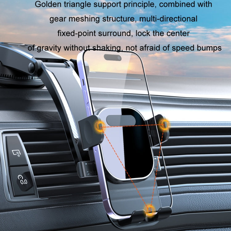 Car Suction Cup Dashboard Automatic Lock Mobile Phone Holder, Style: Brushed Waterfall Base - Car Holders by buy2fix | Online Shopping UK | buy2fix