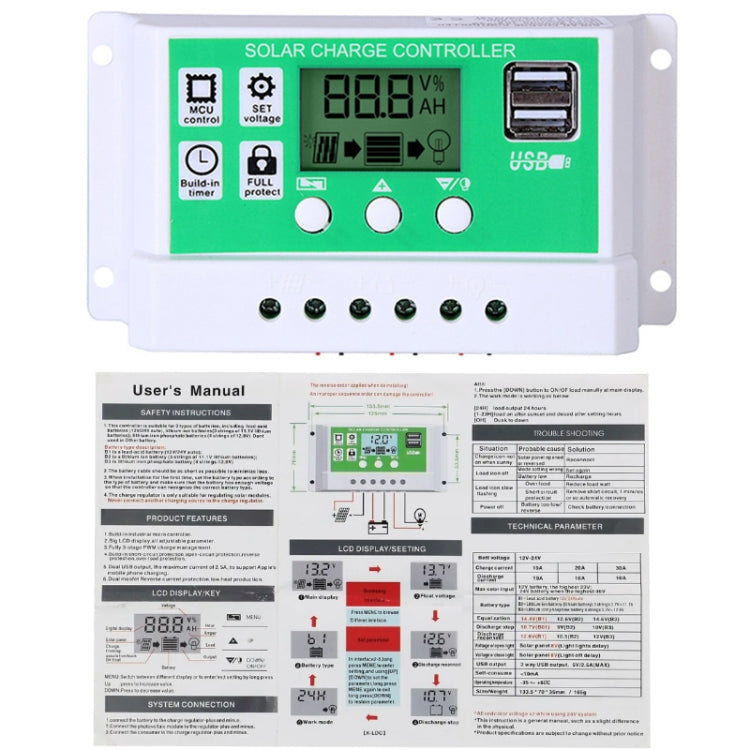 50A 12V PWM Solar Cell Panel Charger Controller Lithium-ion Lead-acid Battery Solar Controller - Voltage Stabilizer by buy2fix | Online Shopping UK | buy2fix