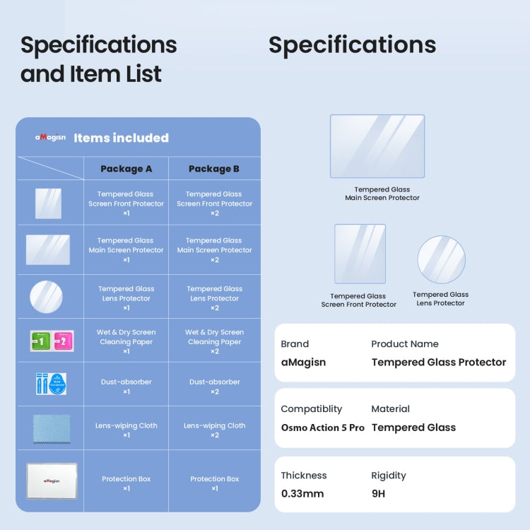 For DJI Osmo Action 5 Pro aMagisn 9H Hardness Tempered Glass Set Package A -  by aMagisn | Online Shopping UK | buy2fix