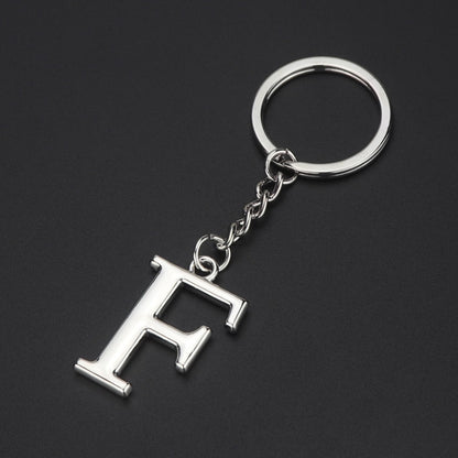 Double-Sided Three-Dimensional Plating Alphabet Keychain, Style: F - Key Rings by buy2fix | Online Shopping UK | buy2fix