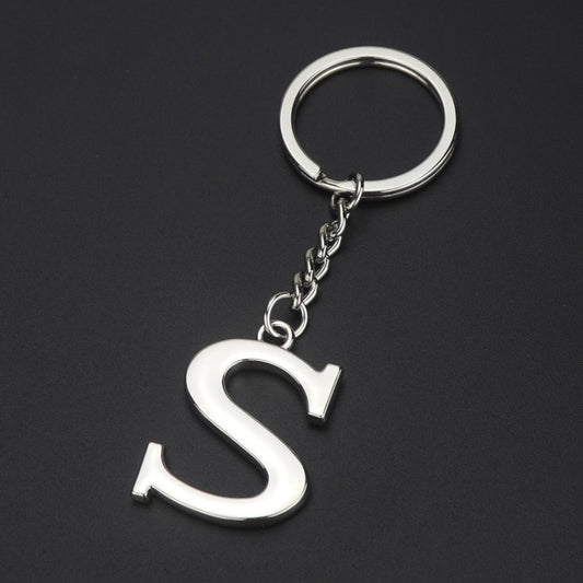 Double-Sided Three-Dimensional Plating Alphabet Keychain, Style: S - Key Rings by buy2fix | Online Shopping UK | buy2fix