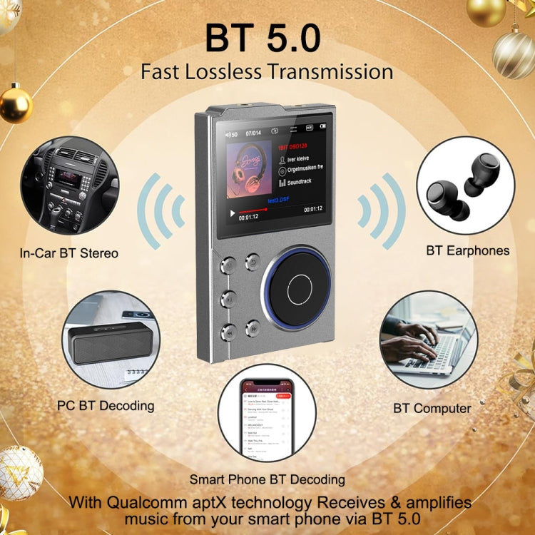 2.4 Inch HIFI Bluetooth Music Player DSD256 Mastering Sound Quality Walkman, Memory: 16GB(Black) - MP3 Player by buy2fix | Online Shopping UK | buy2fix