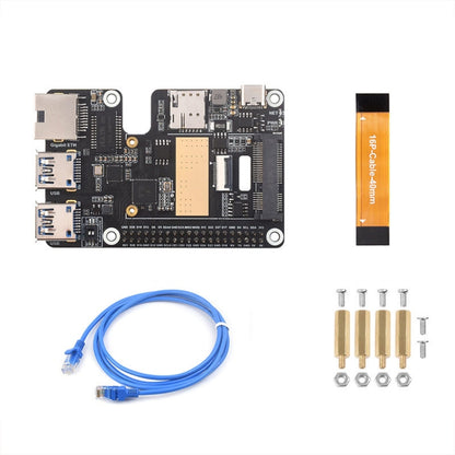 Waveshare For Raspberry Pi 5 PCIe to MiniPCIe / Gigabit Ethernet / USB 3.2 Gen1 HAT, Spec: No Accessories - Raspberry Pi Accessories by Waveshare | Online Shopping UK | buy2fix