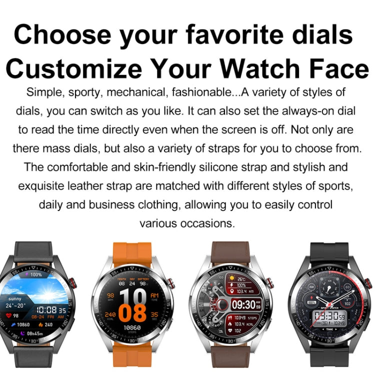 1.43 inch AMOLED Screen Smartwatch Heart Rate Blood Pressure Monitoring Bluetooth Talking Sports Watch, Color: Silver Orange Silicone Strap - Smart Watches by buy2fix | Online Shopping UK | buy2fix