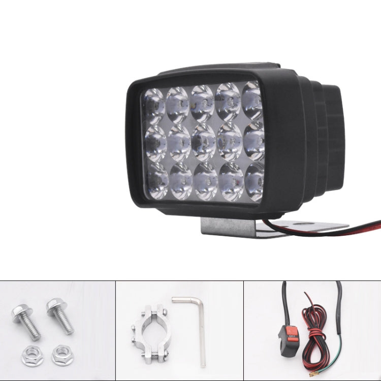 15W Electric Motorcycle External Strong LED Headlight, Specifications: With Screws + Pipe Clamps + Switch + 2m Extension Cord - Headlights by buy2fix | Online Shopping UK | buy2fix