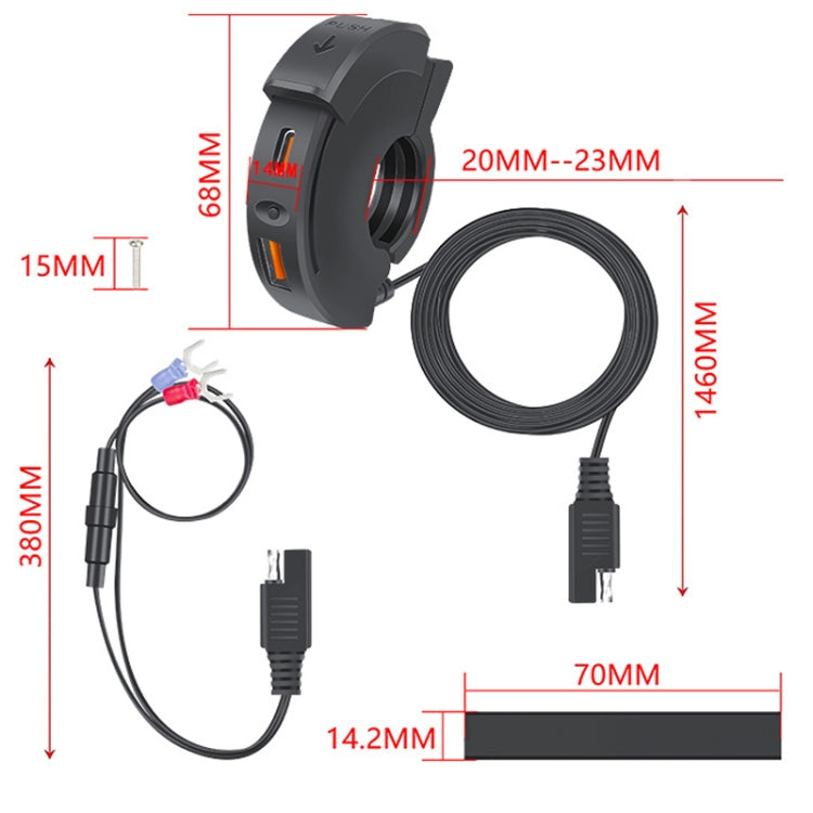 Leading Motorcycle USB Charger Waterproof SAE Interface, Specifications: Blue Single Light - Battery Charger by buy2fix | Online Shopping UK | buy2fix