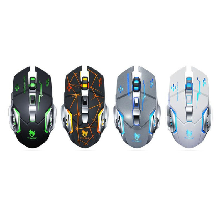 T-WOLF Q13 2.4GHz 6-keys RGB Colorful Light Gaming Wireless Mouse, Color: Dual Mode Star Black - Wireless Mice by T-WOLF | Online Shopping UK | buy2fix