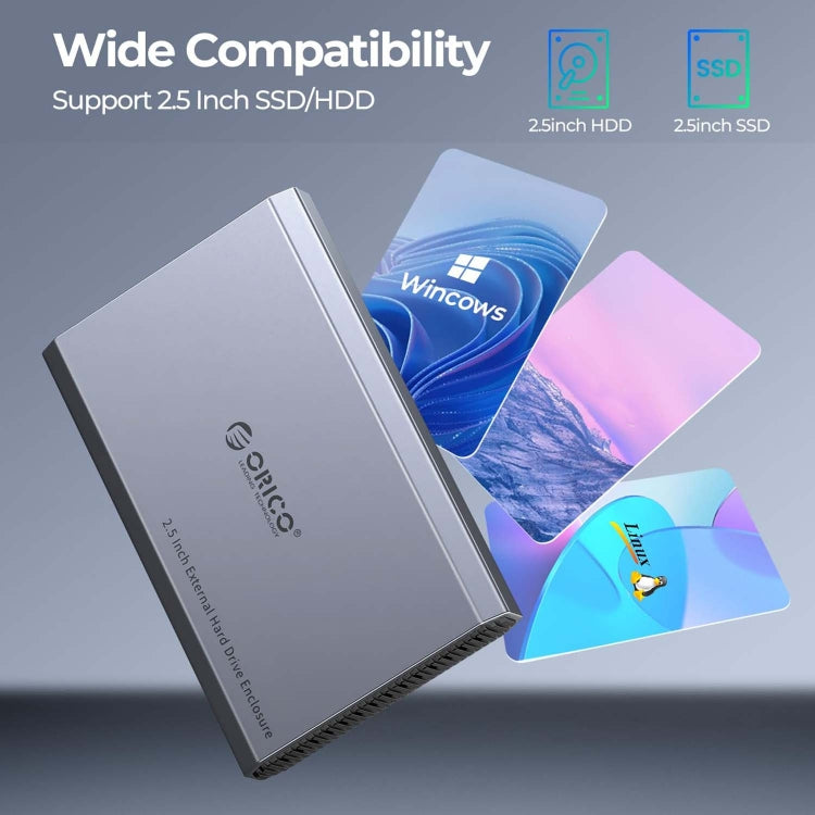 ORICO DD25 USB3.1 5Gbps Mobile Hard Drive Case 2.5 inch External Mechanical Solid State SATA Universal - HDD Enclosure by ORICO | Online Shopping UK | buy2fix