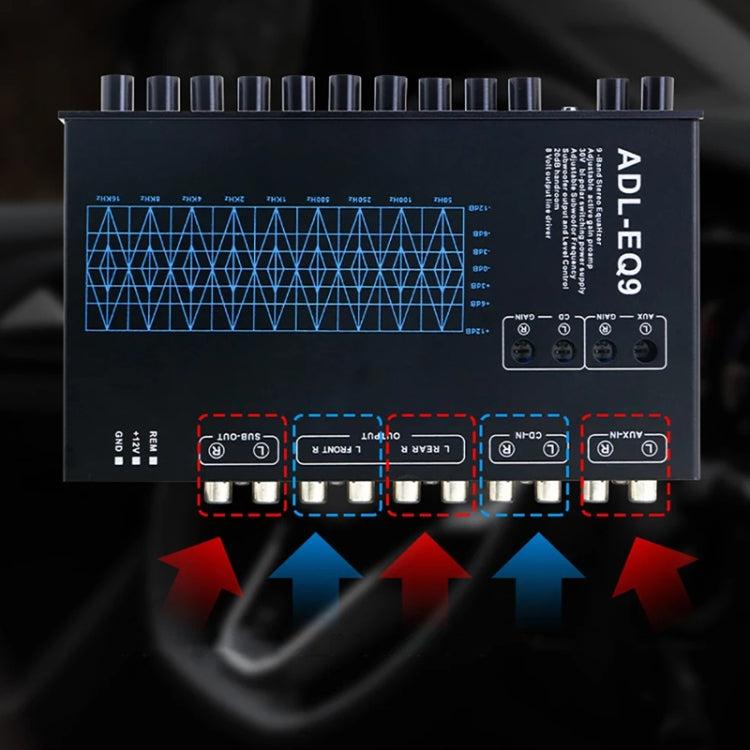 ADL-EQ9  Car Audio 9-Band Equalizer EQ Tuning Crossover Amplifier(Black) - Car Amplifiers by buy2fix | Online Shopping UK | buy2fix