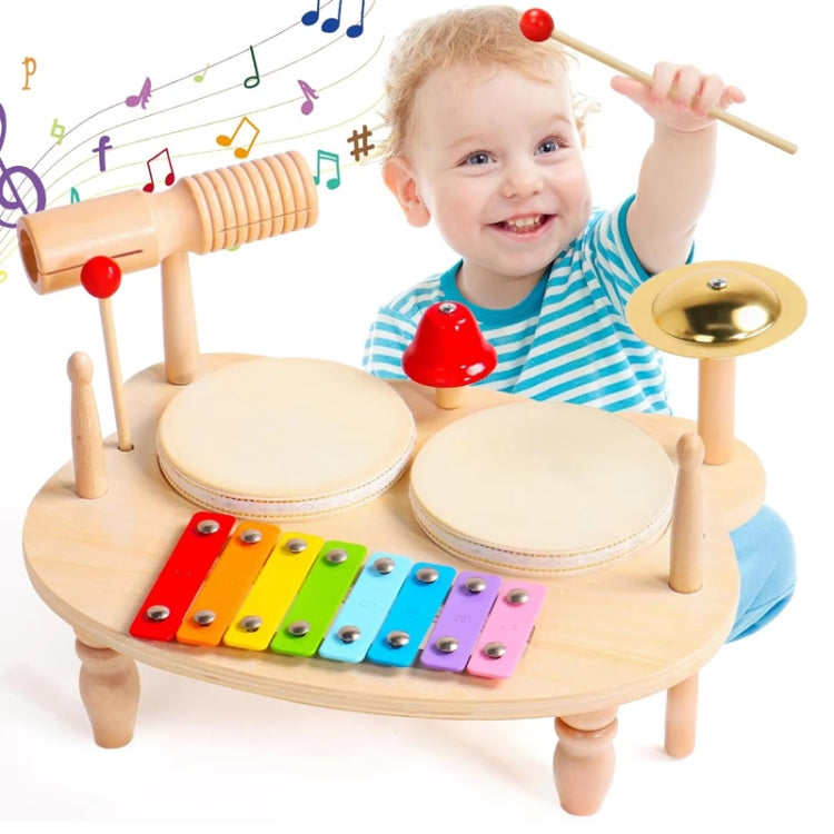 Children Wooden Desktop Music Percussion Toy Baby Early Learning Drum Enlightenment Toy, Style: Multi-function Percussion Table - Musical Instrument Toys by buy2fix | Online Shopping UK | buy2fix