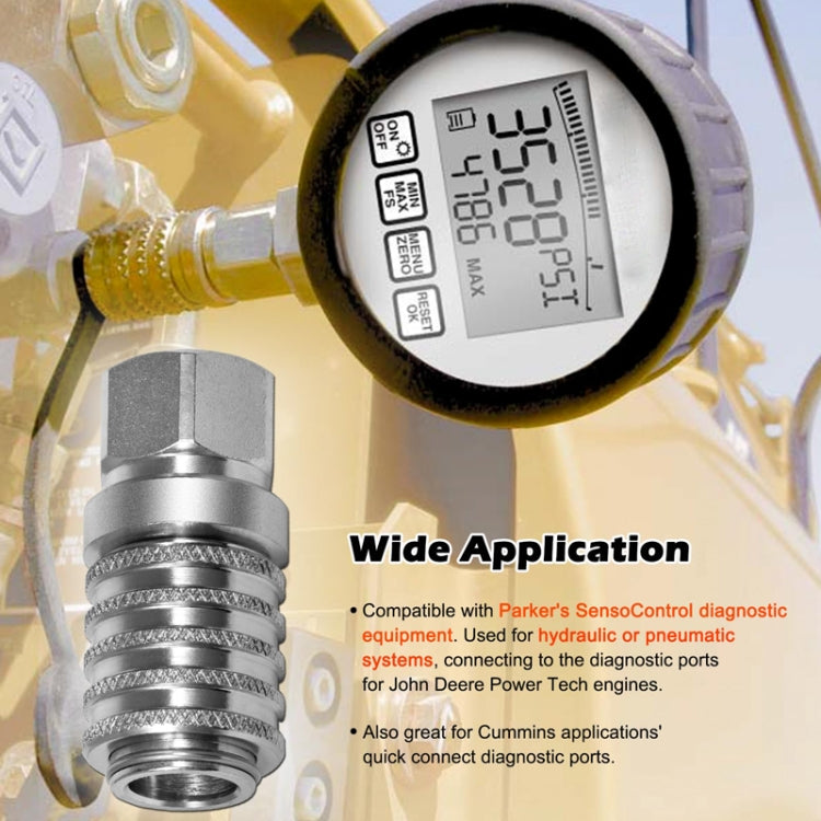 PD242 Series PD Steel Hydraulic Test Port And Diagnostic Equipment Quick Connect Coupler(Silver) - Cables & Connectors by buy2fix | Online Shopping UK | buy2fix