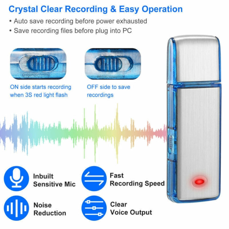 SK858 32GB Rechargeable Portable U-Disk Meeting Voice Recorder (Blue) - U-Disk Recorder by buy2fix | Online Shopping UK | buy2fix