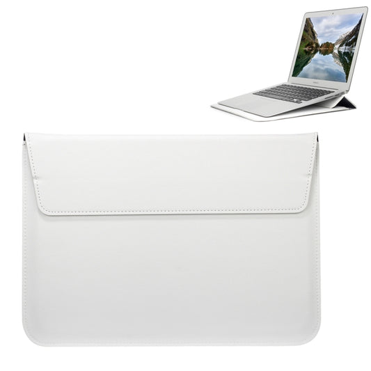 Universal Envelope Style PU Leather Case with Holder for Ultrathin Notebook Tablet PC 15.4 inch, Size: 39x28x1.5cm(White) - 15 inch by buy2fix | Online Shopping UK | buy2fix