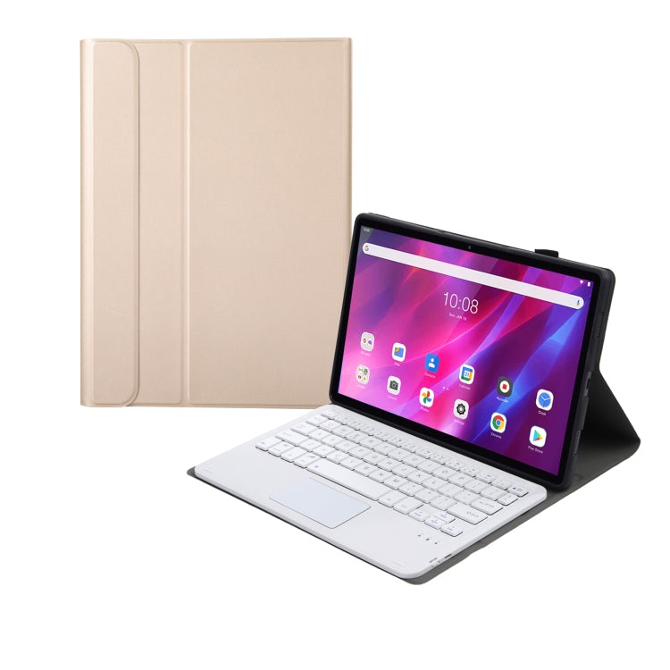 AK10-A 2 in 1 Detachable Bluetooth Keyboard + Lambskin Texture TPU Protective Leather Tablet Case with Touchpad & Holder for Lenovo Qitian K10 TB-X6C6X(Gold) - Lenovo Keyboard by buy2fix | Online Shopping UK | buy2fix