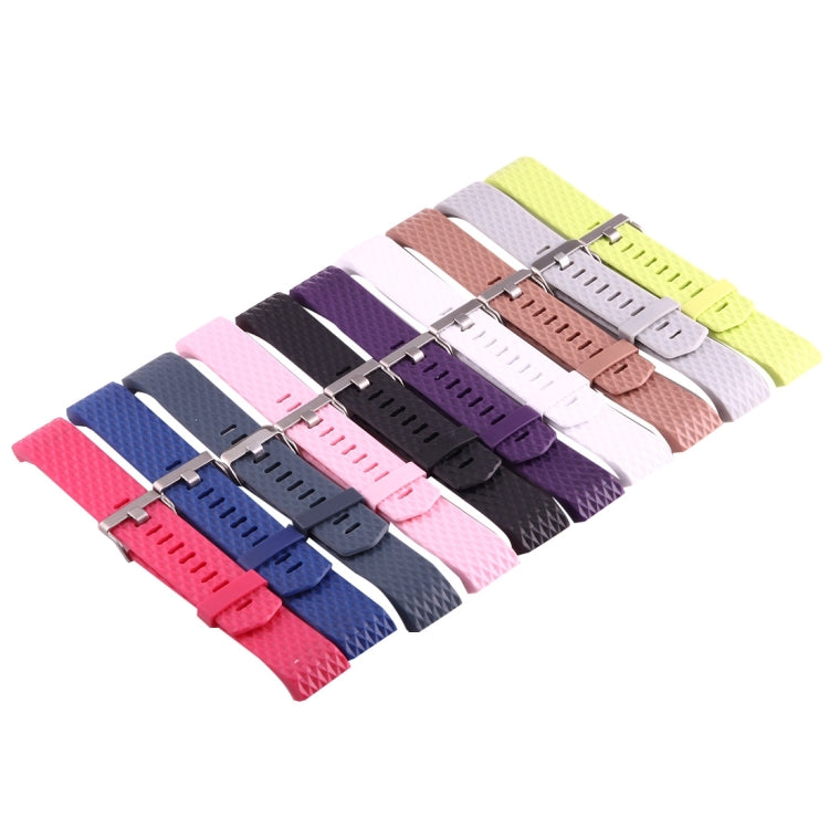 For Fitbit Charger 2 Bracelet Watch Diamond Texture TPU Watch Band, Full Length: 23cm(Pink) - Watch Bands by buy2fix | Online Shopping UK | buy2fix
