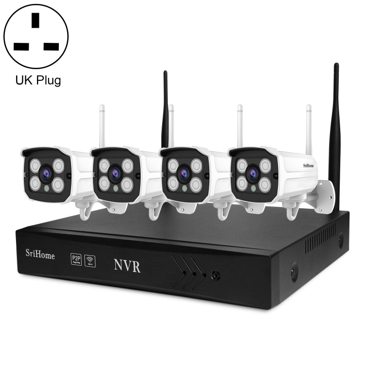 SriHome NVS001+IPC024 1080P 4-Channel NVR Kit Wireless Security Camera System, Support Humanoid Detection / Motion Detection / Two Way Audio / Night Vision, UK Plug - Video Recorder Kit by SriHome | Online Shopping UK | buy2fix