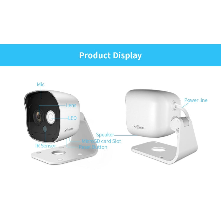 SriHome SH029 3.0 Million Pixels 1296P HD AI Camera, Support Two Way Talk / Motion Detection / Humanoid Detection / Night Vision / TF Card, UK Plug - Security by SriHome | Online Shopping UK | buy2fix