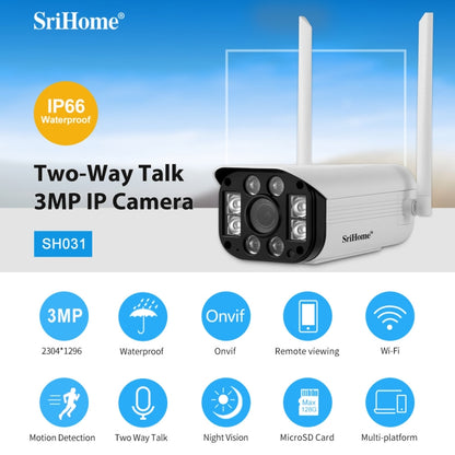 SriHome SH031 3.0 Million Pixels 1296P HD IP Camera, Support Two Way Talk / Motion Detection / Night Vision / TF Card, UK Plug - Security by SriHome | Online Shopping UK | buy2fix