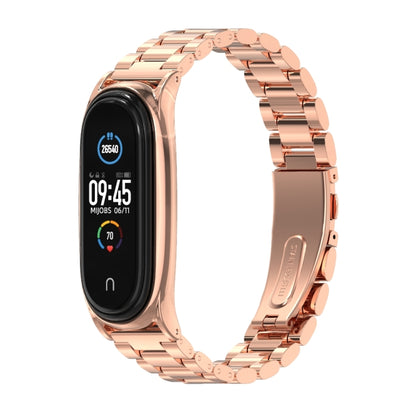 Mijobs Stainless Steel Metal Watch Band for Xiaomi Mi Band 3 & 4 & 5 & 6(Rose Gold) - Watch Bands by MIJOBS | Online Shopping UK | buy2fix