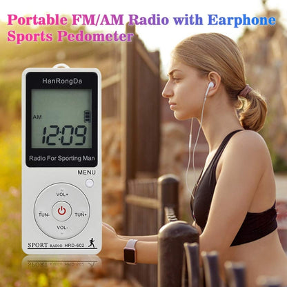 HRD-602 Digital Display FM AM Mini Sports Radio with Step Counting Function (Blue) - Consumer Electronics by buy2fix | Online Shopping UK | buy2fix