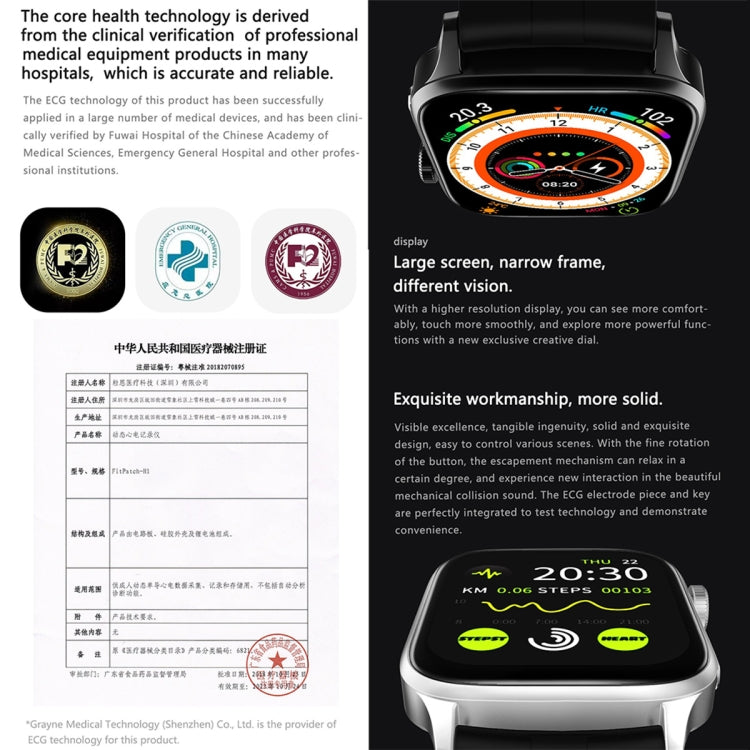 HAMTOD GT22 1.85 inch TFT Screen Health Smart Watch, Support Bluetooth Call / Plateau Blood Oxygen / Skin Health / Body Temperature / Arrhythmia / TI Heart Rate Monitoring (Silver) - Smart Watches by HAMTOD | Online Shopping UK | buy2fix