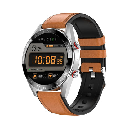 DW16 1.39 inch AMOLED Screen Smart Watch, Support Heart Rate / Blood Pressure Monitoring, Leather Strap(Brown) - Smart Wear by buy2fix | Online Shopping UK | buy2fix