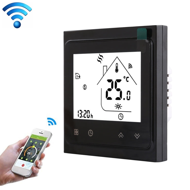 BHT-002GALW 3A Load Water Heating Type LCD Digital Heating Room Thermostat with Time Display, WiFi Control(Black) - Indoor Thermometer by buy2fix | Online Shopping UK | buy2fix