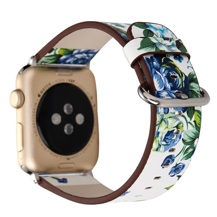 Fashion Pastoralism Style Little Floral Pattern Women Watch Leather Wrist Band For Apple Watch Series 7 41mm / 6&SE&5&4 40mm / 3&2&1 38mm - Leather Strap Watches by buy2fix | Online Shopping UK | buy2fix